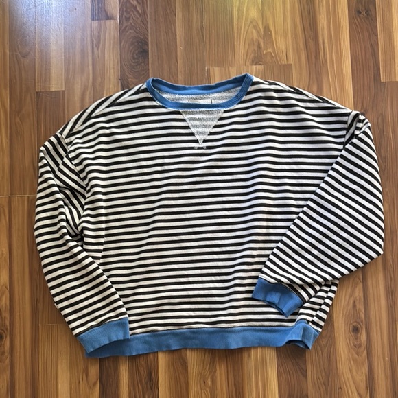 We The Free Tops - We The Free Black and White Striped Sweatshirt